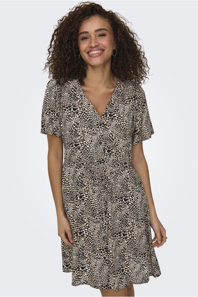 ONLEVIDA S/S SHORT DRESS WVN NOOS 15237382 PUMICE STONE/ALMA HEART